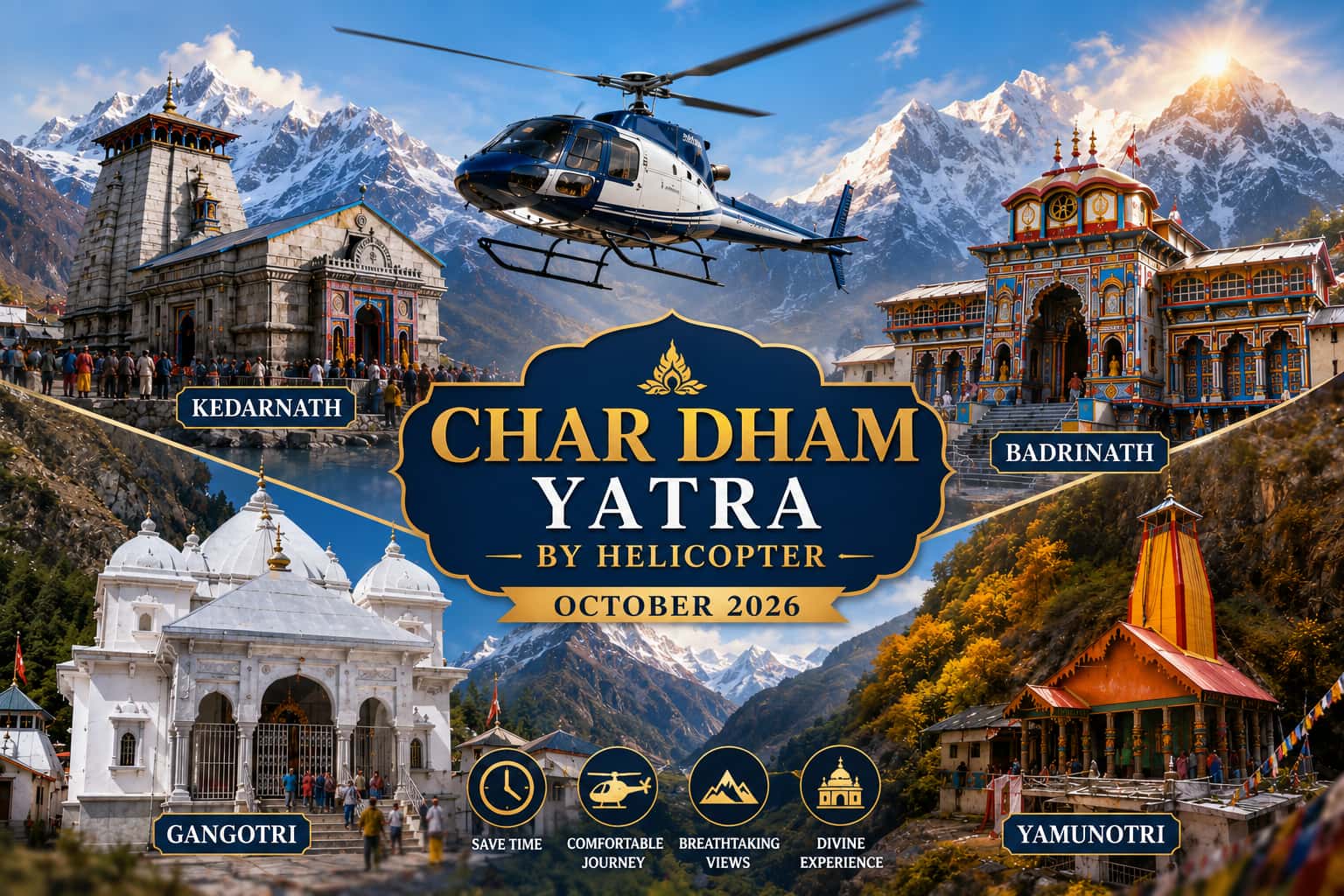 Char Dham Yatra by helicopter in  October 2026