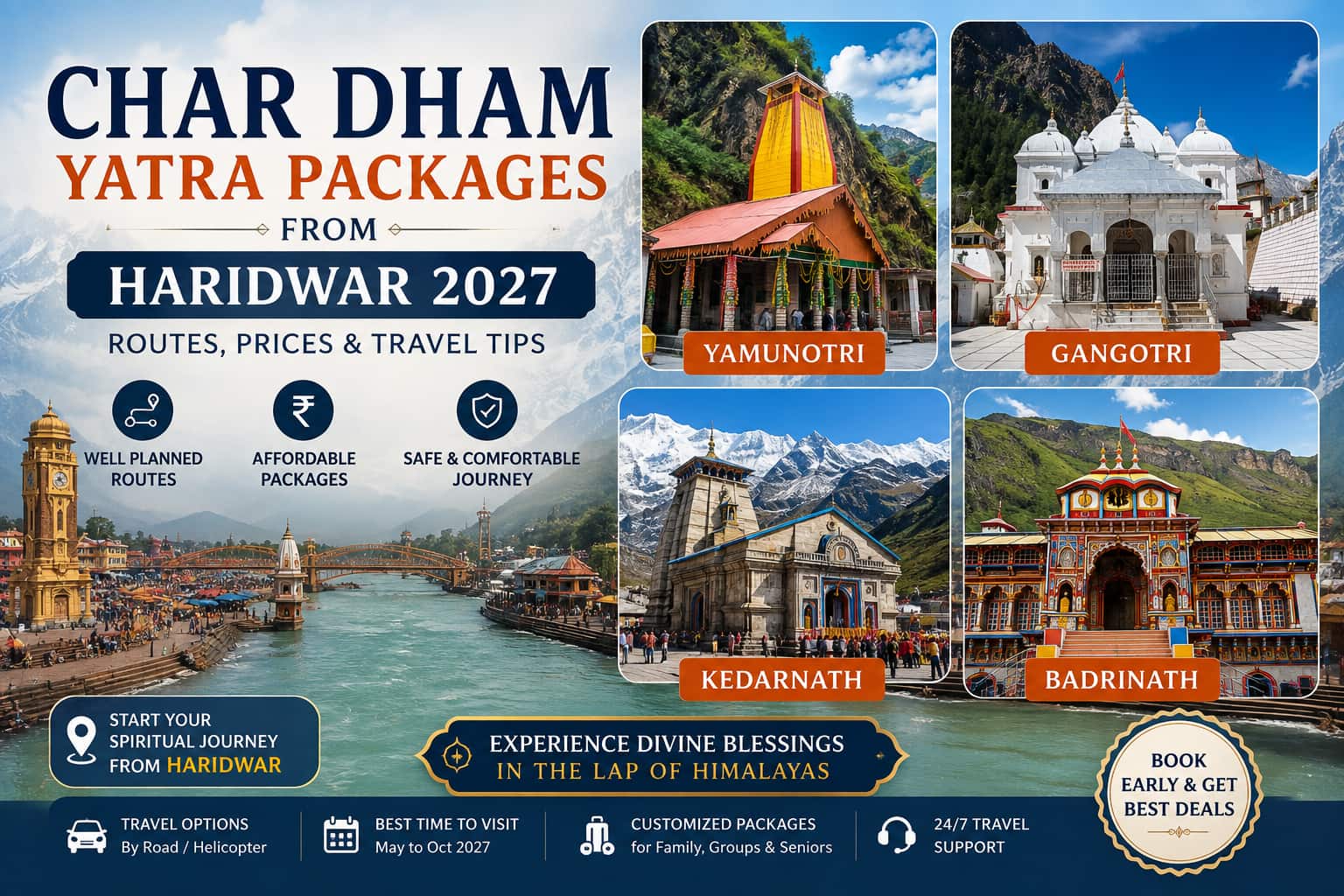 Char Dham Yatra Packages from Haridwar 2027: Routes, Prices & Travel Tips